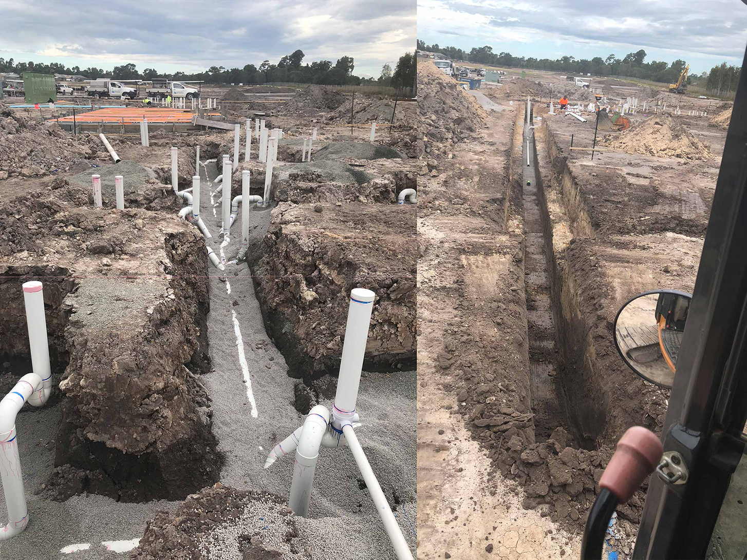 Excavation - progress of digging trenches for commercial drainage