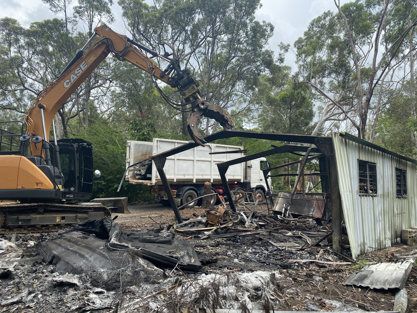 Removing shed land clearing