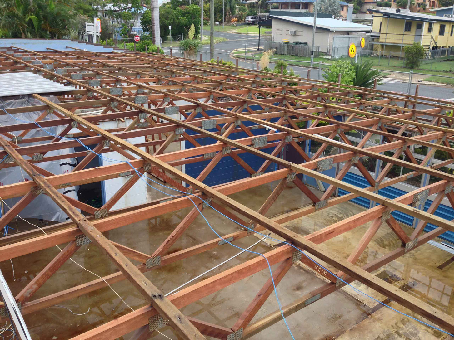 roof framing structure during asbestos removal